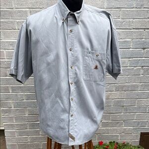 Urgent Gear Men’s Blue Short Sleeve Button Down Cotton Camp Shirt L